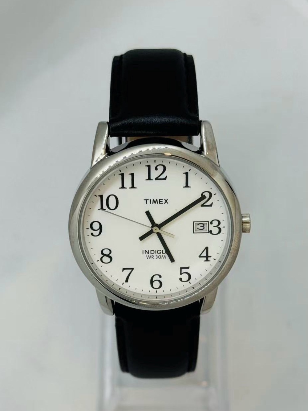 Vintage Timex Men’s Analog Quartz Watch 35mm White Dial Indiglo New Battery Runs